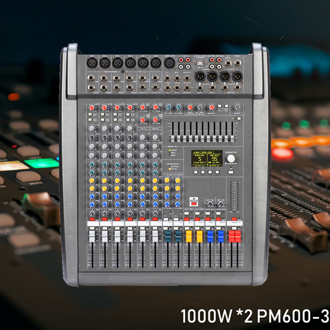 Console de mixage alimentée par PM600-3 Leicozic 1000W * 2 4OHMS Console de mixage Audio alimentée professionnelle 8 canaux Power & mate ► Photo 1/6