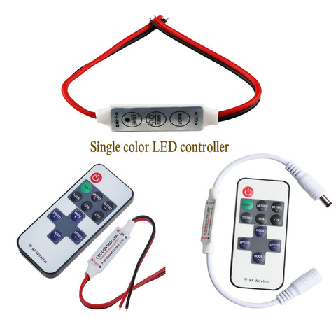 Contrôleur de luminosité, variateur pour bande lumineuse LED, Mini 3 clés 11ey RF DC12V-24V, led couleur simple, 3528, 5050 ► Photo 1/6