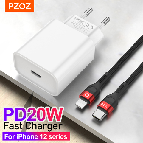 PZOZ Usb C chargeur PD 20W charge rapide pour iphone 12 Pro MAX 12 Mini 11 Xs Xr X 8 plus PD chargeur pour IPAD pro ipad air 4 2022 ► Photo 1/6