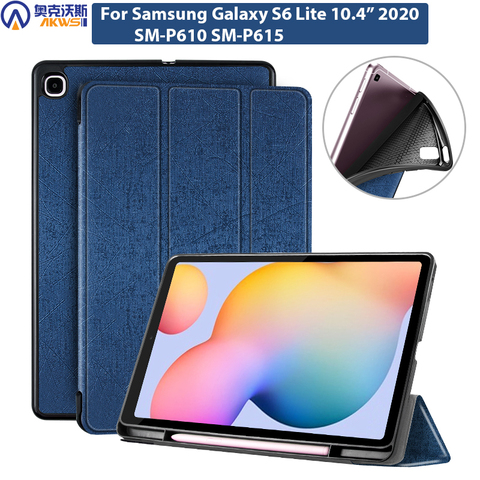 Étui à crayons pour Samsung Galaxy Tab S6 Lite 10.4 SM P610 SM P615 étui porte-crayon coque de protection souple en TPU/peau ► Photo 1/6