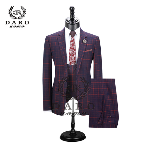 2022 DARO hommes costume terno Slim Fit décontracté un bouton mode grille Blazer côté Vent veste et pantalon pour la fête de mariage DR8038 ► Photo 1/6