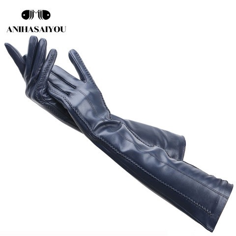 Gants multicolores pour femmes, gants en cuir, de 50cm de long, gants en peau de mouton, pour garder au chaud, pour femmes, hiver gloves-2226C ► Photo 1/6