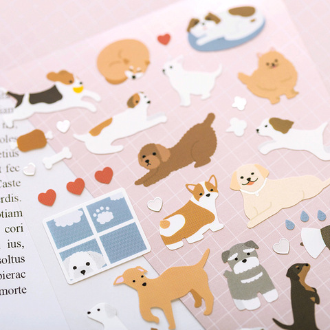 Autocollant de Style chien dessin animé mignon, Scrapbook de décoration en PVC, papeterie autocollante pour bricolage, fournitures scolaires et de bureau ► Photo 1/5