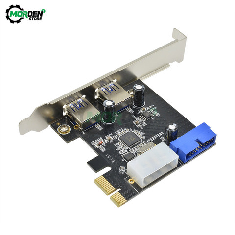 Adaptateur de carte contrôleur PCI Express USB 3.0 à PCIE, 2 ports, 20 broches, 4 broches, alimentation Molex, Hub ► Photo 1/6