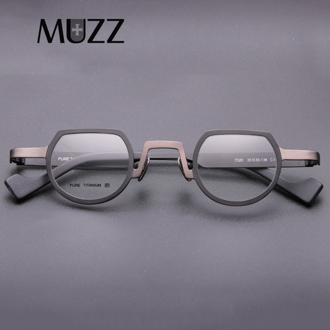 MUZZ pur titane cadres nouveaux hommes optique irrégulière petite jante complète lunettes cadre haute myopie Prescription lentil ► Photo 1/6