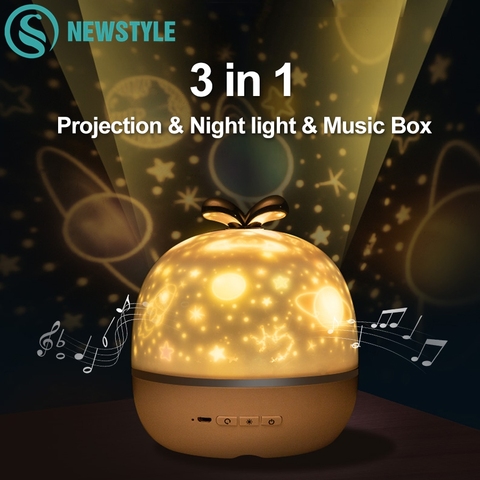 Projecteur de musique veilleuse avec haut-parleur BT univers rechargeable ciel étoilé rotation lampe à LED coloré clignotant étoile enfants bébé cadeau ► Photo 1/6