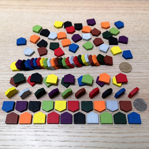 Lot de 50 pièces de jeu de maison en bois coloré, 16x16MM, pour jetons, jeux de société/accessoires de jeu éducatif, 10 couleurs ► Photo 1/6