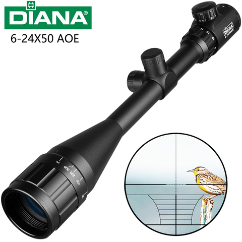 DIANA 6-24x50 AOE tactique portée de fusil vert rouge point lumière Sniper Gear chasse optique vue longue-vue pour la chasse à la carabine ► Photo 1/6