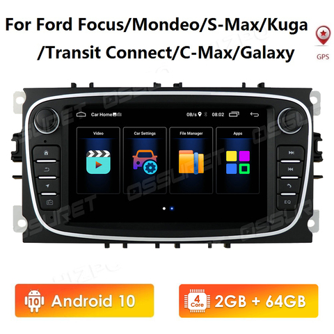 2G 64G autoradio Android 10 pour FORD FOCUS Mondeo S-MAX C-MAX Galaxy Kuga 2DIN Auto Audio voiture stéréo GPS Navigation multimédia ► Photo 1/6