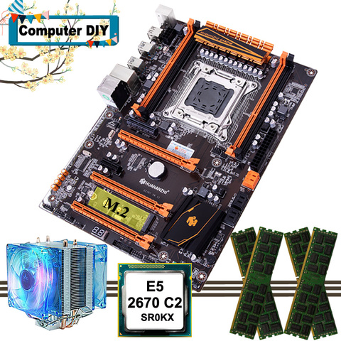 HUANANZHI Deluxe X79 LGA2011 carte mère M.2 avec CPU Xeon E5 2670 C2 et refroidisseur RAM 16G(4*4G) RECC en vente ► Photo 1/6