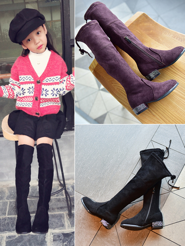 Filles sur le genou bottes 2022 nouveau printemps automne unique mode bottes petite fille princesse chaussures hautes enfants bottes étudiants ► Photo 1/5