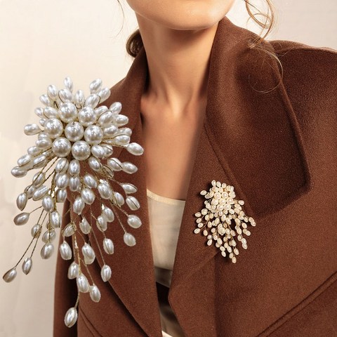 MENGJIQIAO nouveau coréen exagéré élégant perle fleur broche Badge pour femmes filles mode vêtements décoration bijoux cadeaux ► Photo 1/6