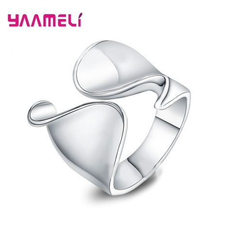 Bague de luxe pour hommes et femmes, anneau de déclaration lisse en argent Sterling 925, large bande réglable, bijoux cadeau de haute qualité ► Photo 1/4