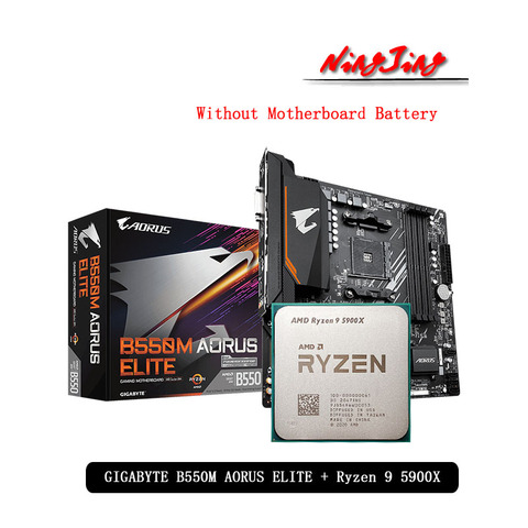 AMD Ryzen 9 5900X R9 5900X CPU + GA B550M AORUS ELITE carte mère costume Socket AM4 tout neuf mais sans refroidisseur ► Photo 1/6