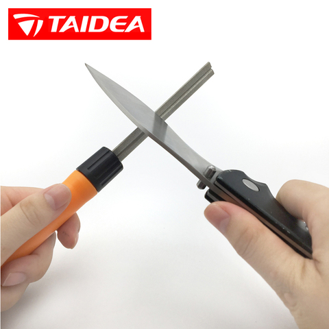 TAIDEA portable multi-fonction en plein air couteau aiguiseur diamant affûtage tige outils de pêche affûtage acier leurre pêche ► Photo 1/6