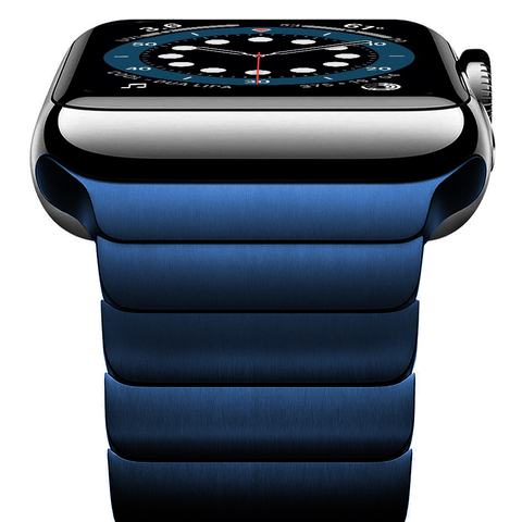 Bracelet pour montre apple watch 6, 44mm 40mm série 5 4 se, iwatch 3 2 42mm 38mm, bracelet Business en acier inoxydable, ceinture bleue ► Photo 1/6