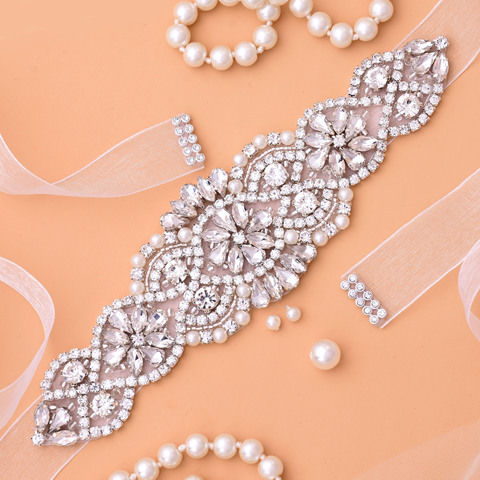 Ceinture en strass pour robe de mariée, accessoires en cristal, J104S ► Photo 1/6