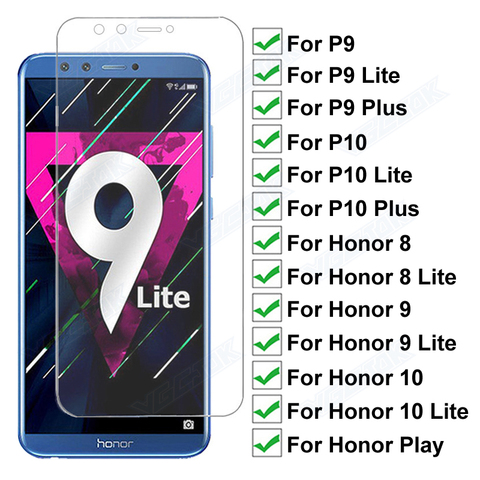 Coque de protection en verre trempé 9H, Film Anti-éclatement pour Huawei P9 P10 Lite Plus Honor 8 9 10 Lite Play ► Photo 1/6