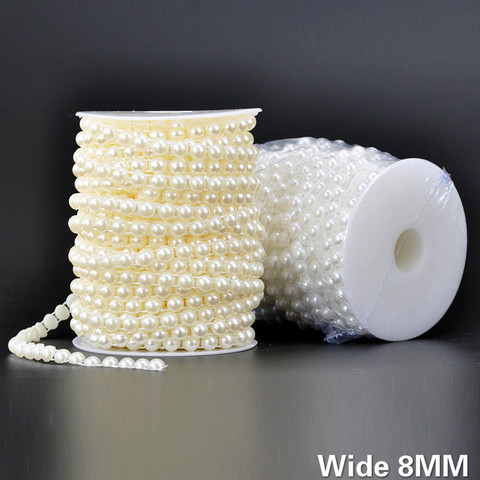 8MM large blanc Beige demi ronde perles chaîne perles dentelle ruban broderie bricolage artisanat noël coiffe de mariage décoration de la maison ► Photo 1/5