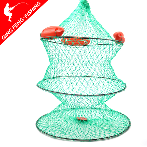 Cage de pêche flottante pliable, 2 couches, d'un diamètre de 40 à 50cm, permet aux poissons de survivre dans l'eau ► Photo 1/6