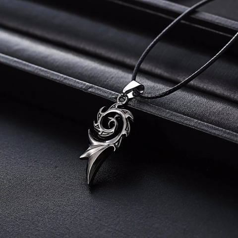 Rinhoo hommes Punk Dragon flamme titane acier inoxydable Cool cuir chaîne pendentif collier hommes collier à breloques bijoux ► Photo 1/6