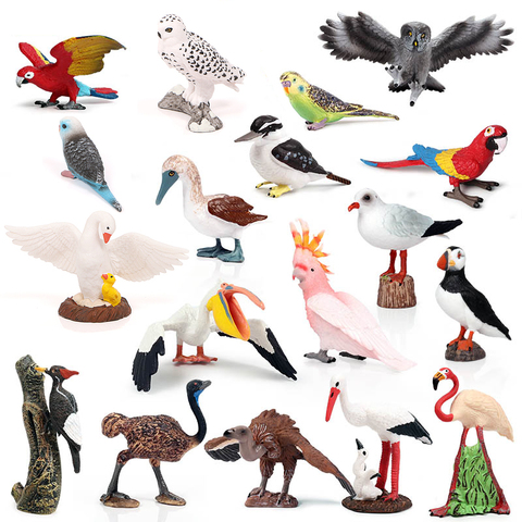 Modèles d'oiseaux en PVC, Figurines en turquie, flamants, perroquet, hibou, mer, aigle, autruche, Figurines d'action, jouets pour enfants ► Photo 1/6