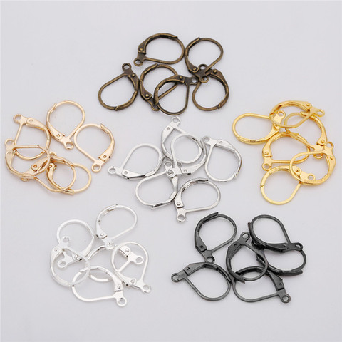 20 pcs/lot métal fer boucle d'oreille crochets hypoallergénique 10x15mm or argent couleur cuivre boucle d'oreille crochets oreille fils fournitures pour bijoux ► Photo 1/6