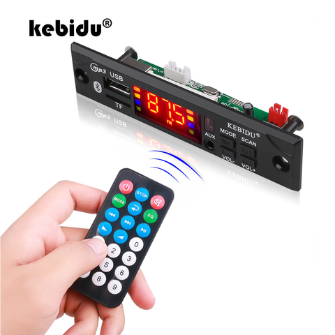 Kebidu 5 V 12 V MP3 WMA carte décodeur sans fil Bluetooth voiture Audio USB TF FM Module Radio avec télécommande pour accessoires de voiture ► Photo 1/6