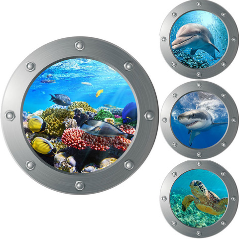 Sealife – autocollants muraux en PVC 3D, sous-marin, requin, poisson, dessin animé, décoration de maison, pour chambres d'enfants, salle de bain ► Photo 1/6