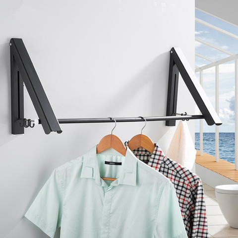 Porte-linge pliable, salle de bain, maison, séchage réglable, rétractable, sans poinçon, outil de balcon, cintre multifonction pour vêtements d'intérieur ► Photo 1/6