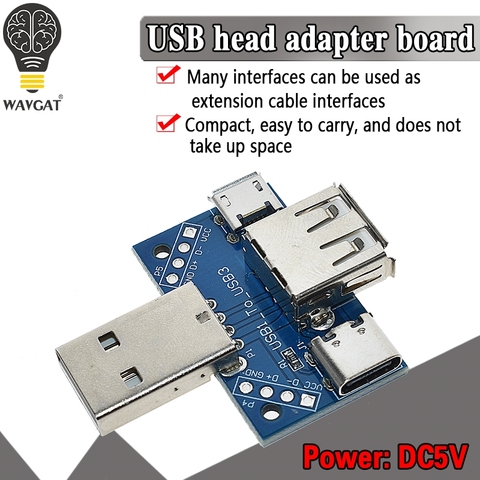 Tête USB Standard Connecteur USB Mâle à Micro USB Femelle 2.54-4P transfert panneau d'essai adaptateur USB plaque XY-USB4 ► Photo 1/6