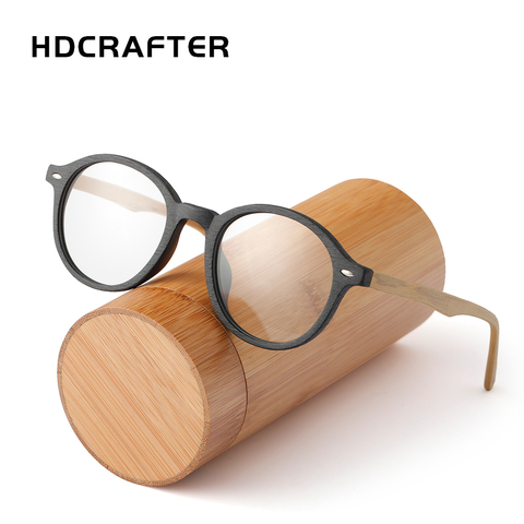 Lunettes rétro rondes en bois pour hommes et femmes, monture optique pour myopie, Prescription avec verres clairs ► Photo 1/6