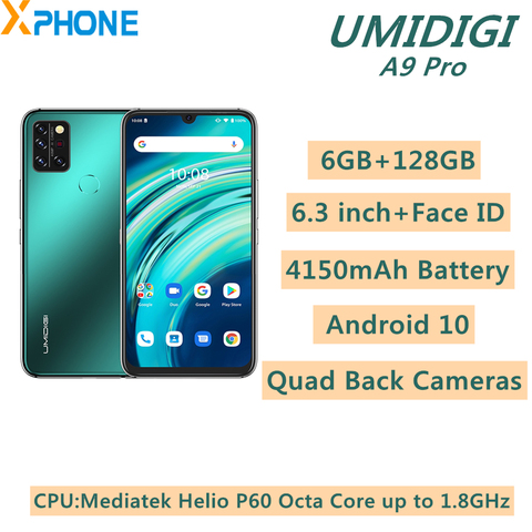UMIDIGI – Téléphone portable A9 Pro, smartphone, 6 Go 128 Go, 48MP quatre caméras arrière, 4150mAh, 6,3 pouces, Android 10, Helio P60 Octa Core, ► Photo 1/6
