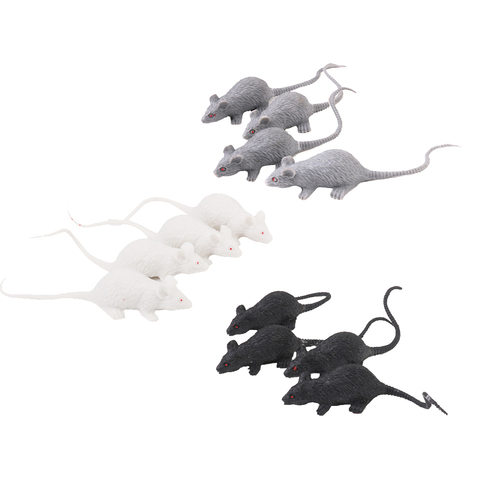 Lot de 12 souris souris faux Rat en plastique jouet, lot de 3: noir, gris, blanc. Blague blague effrayant truc Bugs pour la fête Halloween ► Photo 1/6