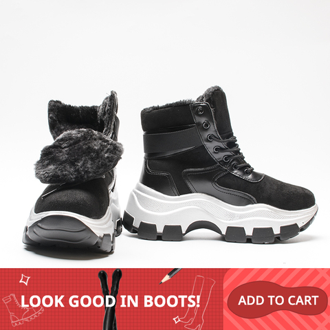 Fujin femmes bottes plate-forme 2022 nouveau hiver en peluche fourrure chaussures rétro femme respirant bottes femme chaud neige bottes Sneaker chaussons ► Photo 1/6