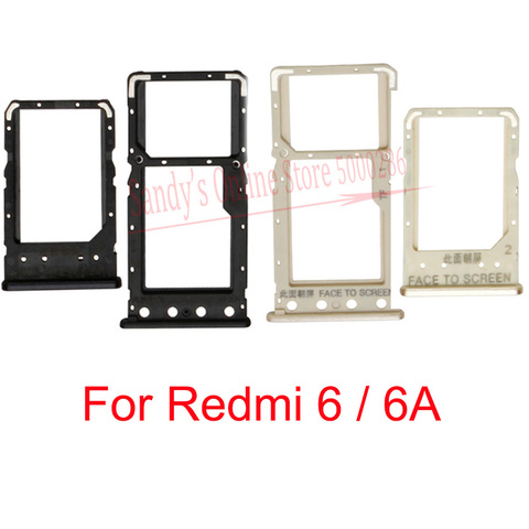 Double Carte Sim porte-plateau Pour Xiaomi Redmi 6 6A Micro-sd/TF Carte Lecteur De Carte Sim Fente Adaptateur Pour Redmi6 Redmi6a Pièces de Réparation ► Photo 1/1