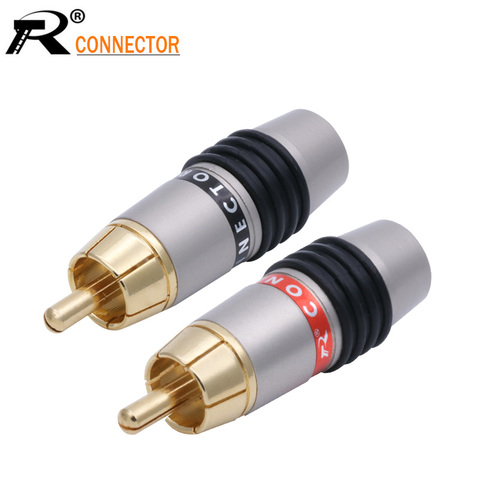Connecteur RCA plaqué or de haute qualité, 2 pièces/1 paire, adaptateur de prise mâle vidéo/Audio, Support de câble 6mm, noir et rouge ► Photo 1/6