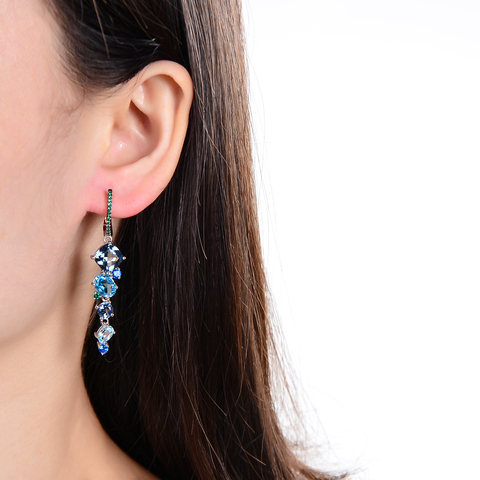 Boucles d'oreilles en argent Sterling 925, gemmes, bijoux modernes, faits à la main, en topaze en Quartz mystique naturel, bijoux de mariage pour femmes ► Photo 1/6