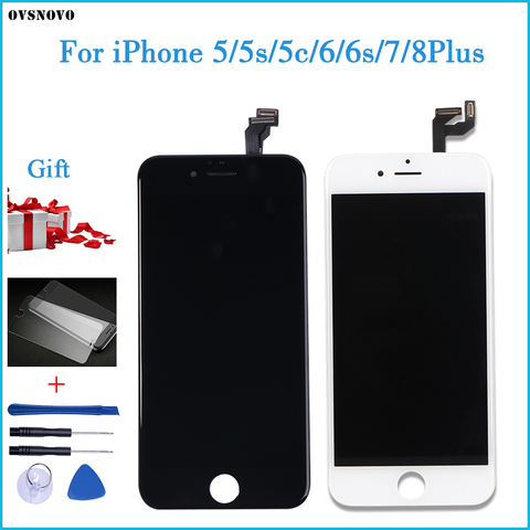 AAA + + + qualité pour iPhone 5 5s 6 6s 7 écran LCD écran tactile pour 4 4S 8 Plus SE 100% flambant neuf LCD numériseur trempé + cadeaux ► Photo 1/6