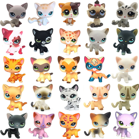 LPS CAT – Figurines de chats, jouets rares avec animaux à petits poils courts, chaton rose #2291 gris #5 noir #994, collection originale et ancienne ► Photo 1/5