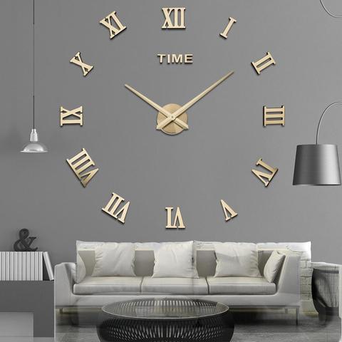 Horloge murale à miroirs en acrylique, grande horloge 3d à Quartz en acrylique, décoration de la maison moderne, autocollants pour le salon ► Photo 1/6