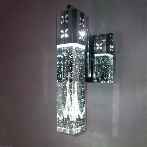 Nouveau LED cristal applique murale bulle cristal colonne lampe de chevet salon mur miroir avant lampes blanc chaud lumière mx12091557 ► Photo 1/6