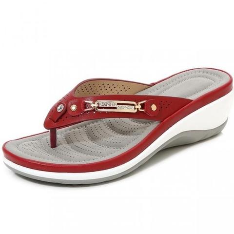2022 chaussons pour femmes été nouvelle mode métal bouton diapositives chaussures cale plage sandales femmes en dehors de la plate-forme loisirs tongs ► Photo 1/6
