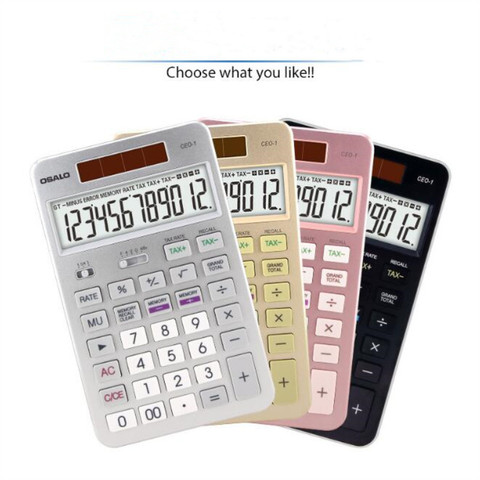 Calculatrice solaire à panneau plat, pour bureau, business, affichage 12 bits, nouvelle collection CEO-1 ► Photo 1/6