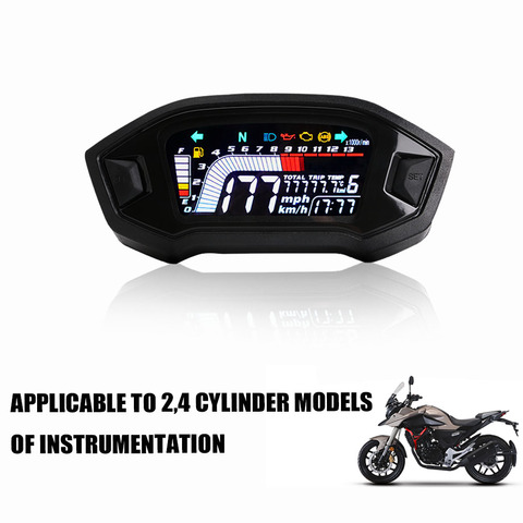 2022 universel moto LED compteur de vitesse réglable 13000 tr/min en option rétro-éclairage numérique odemètre tachymètre pour 1,2,4 cylindres ► Photo 1/6