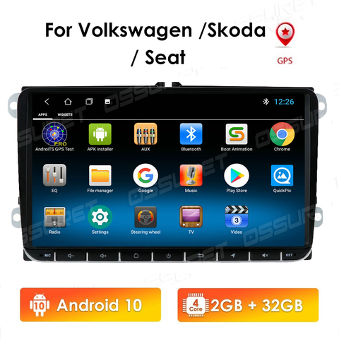 Lecteur de voiture Android 9 pouces 2din pour Polo Golf Passat B6 CC 2003-2013 Tiguan TOURAN Skoda Octavia SCIROCCO CADDY GPS Navi ► Photo 1/6