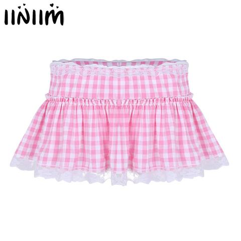 US STOCK femmes bébé Costumes école filles brillant jupe jupe courte avec ourlet en dentelle plissé Sissy hommes Cosplay a-ligne Mini jupe ► Photo 1/5