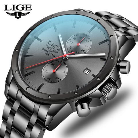 Montre à Quartz noire pour hommes, de luxe, de marque supérieure, militaire, étanche, chronographe, sport lumineux, nouvelle collection 2022 ► Photo 1/6