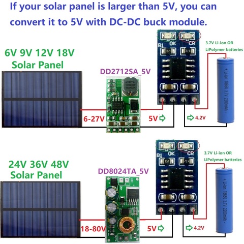 Module de chargeur de batterie au Lithium Li-ion, 5x SD05CRMA 3.7V 4.2V li-po pour panneau solaire 5V 6V 9V 12V 18V 24V 48V ► Photo 1/6