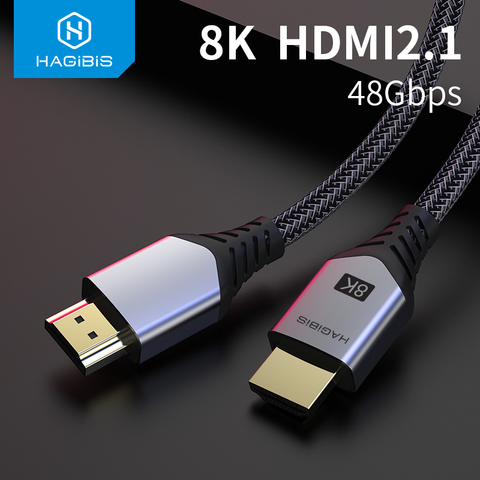 Câble 2.1 compatible HDMI Hagibis 8K/60Hz 4K/120Hz 48Gbps câbles numériques haute vitesse 144Hz pour téléviseurs hd PS4 Switch XBox projecteurs ► Photo 1/6
